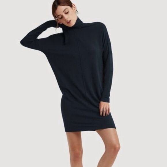 Kit And Ace Womens Doublestacked Turtleneck Sweater Dress 6 Navy Long Sleeve - Picture 1 of 11